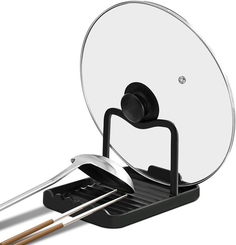 Ysks'hf spoon holder and pot lid holder，stainless steel，Kitchen Utensil Rest, scraper holder & pot holder，Spoon Holder for Stove Top - Kitchen Utensil Holder for Ladles & Tongs（Black) - Image 1